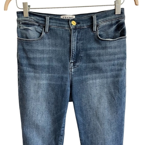 Frame Le High Double Triangle Raw Hem Ankle Skinny Jeans In Bestia, Size 29 - Picture 6 of 13